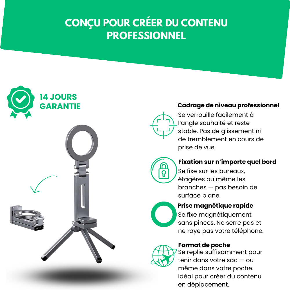 TripGrip™ - Mini Trépied Pro Aimenté