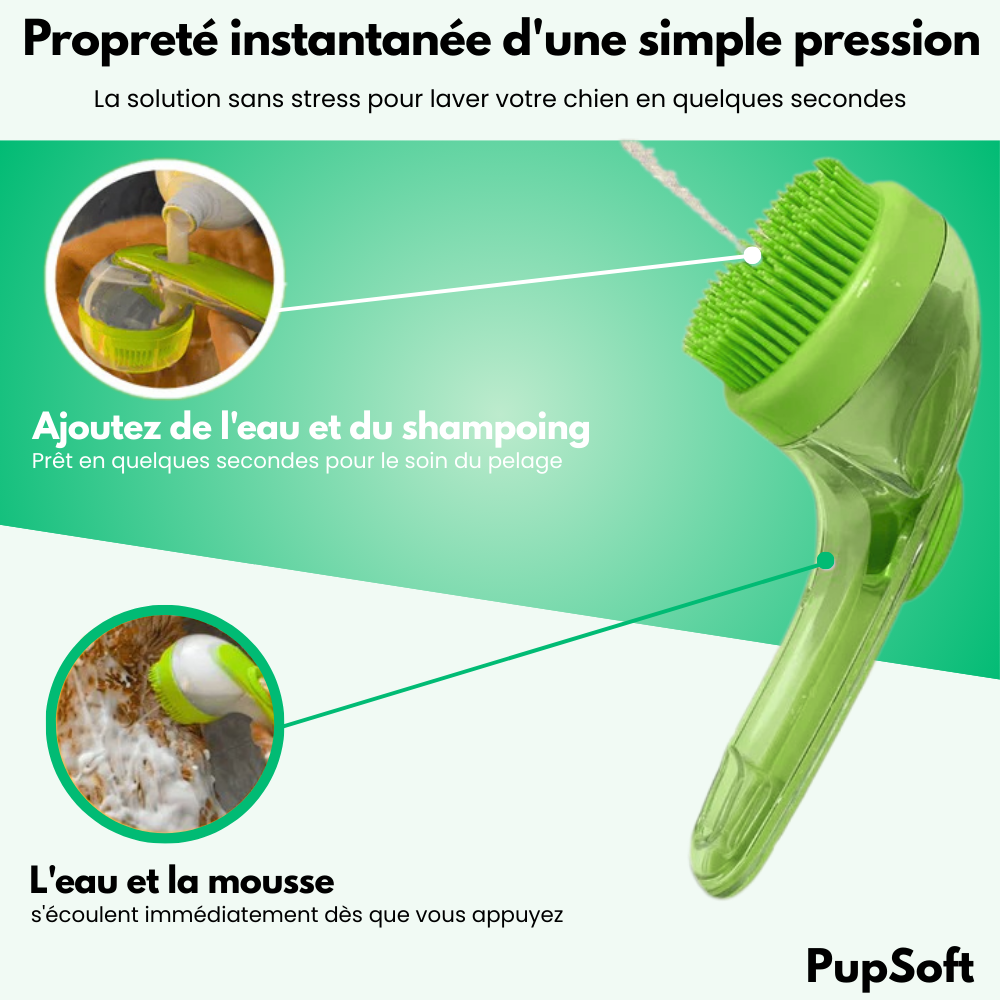 PupSoft™ - Brosse à Eau et Shampoing pour Chien