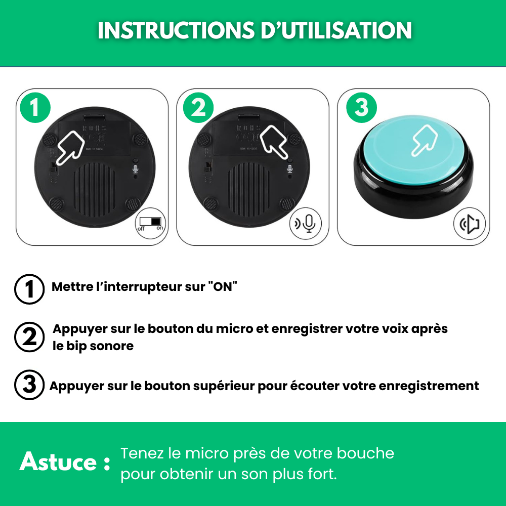 VoiceBuddy™ - Lot de 4 buzzers interactifs