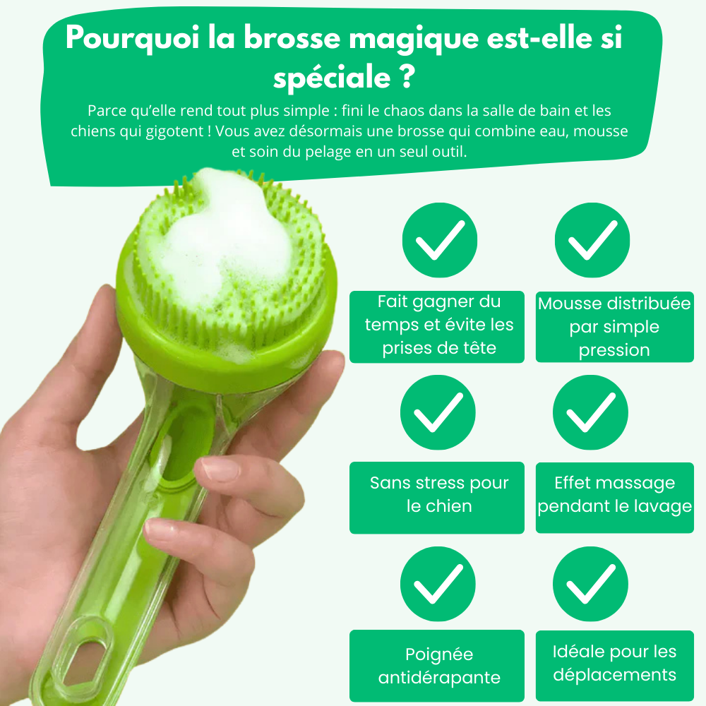 PupSoft™ - Brosse à Eau et Shampoing pour Chien