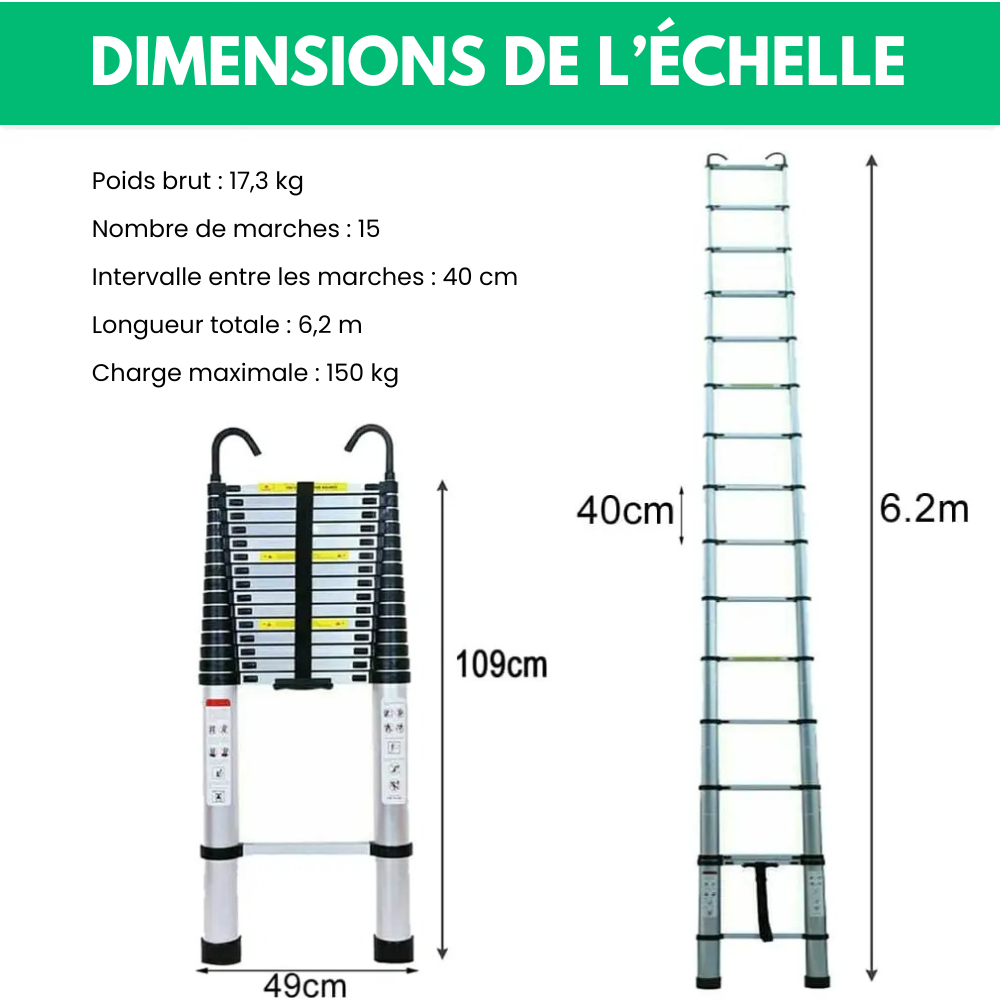 Telesko™ - Échelle Télescopique Multi-Usages 3.8m
