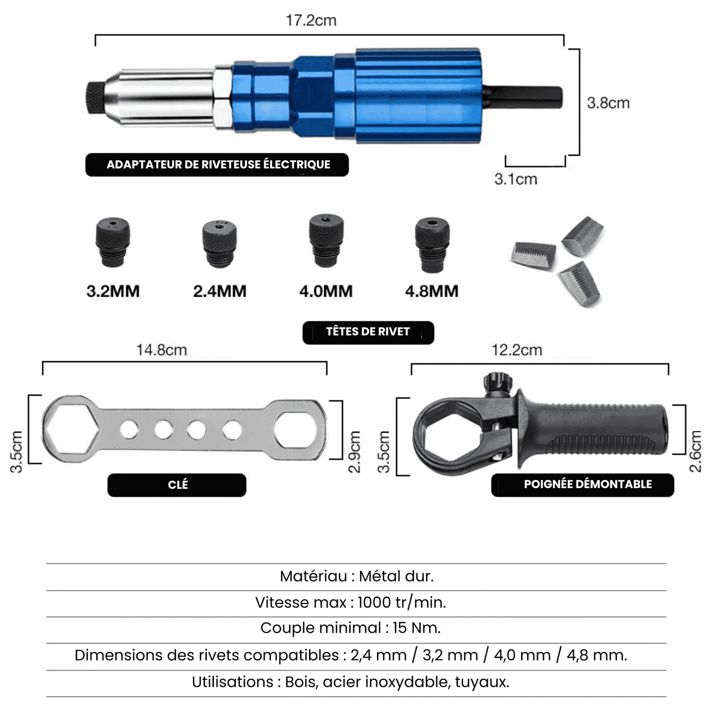 Rivex™ - Pistolet à riveter pour perceuse