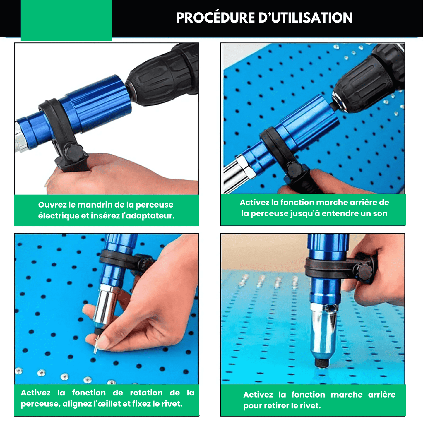 Rivex™ - Pistolet à riveter pour perceuse