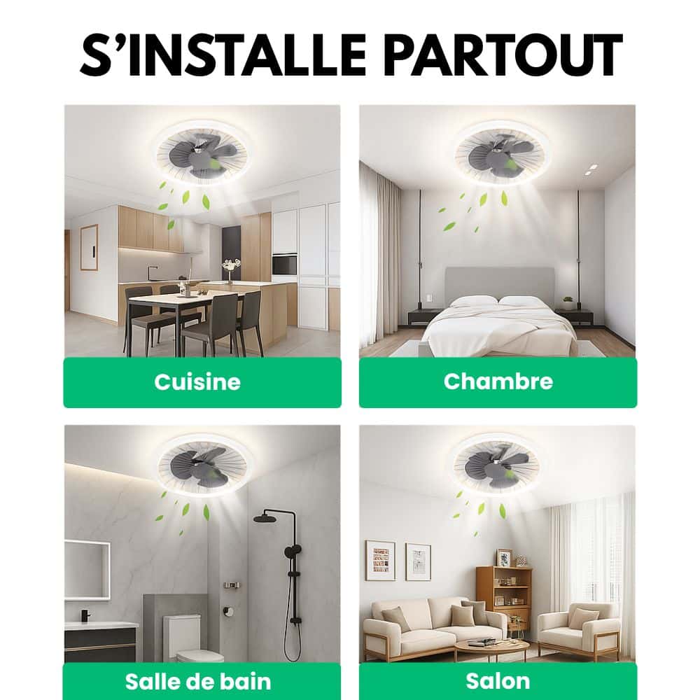 AeraLume™ - Ventilateur Plafonnier LED Réglable