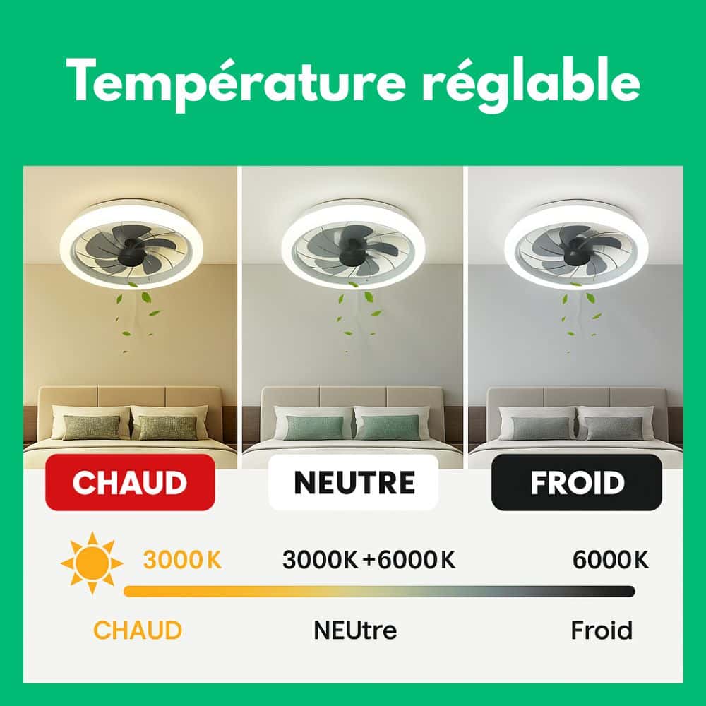 AeraLume™ - Ventilateur Plafonnier LED Réglable