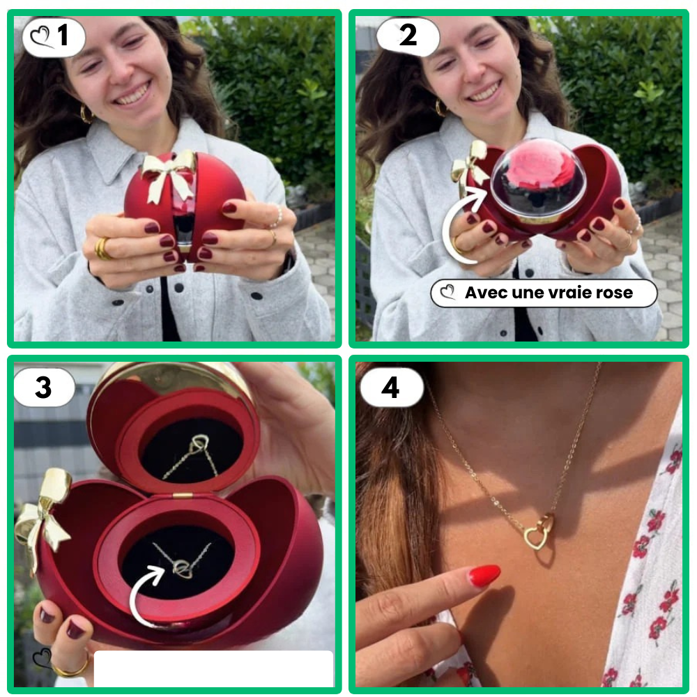 Lovenja™ - Coffret Rose Éternelle Avec Collier