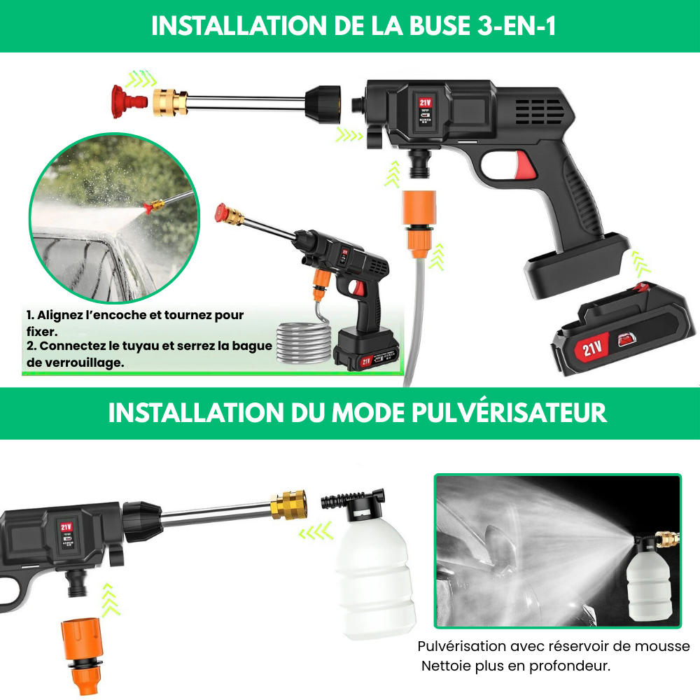 CleanShot™ - Pistolet Nettoyeur Haute Pression Sans Fil