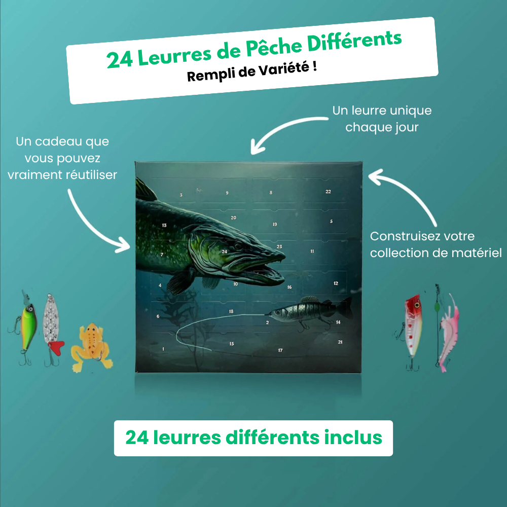 Advent & Fish™ - Calendrier De l’Avent Pêche - 24 Leurres Différents