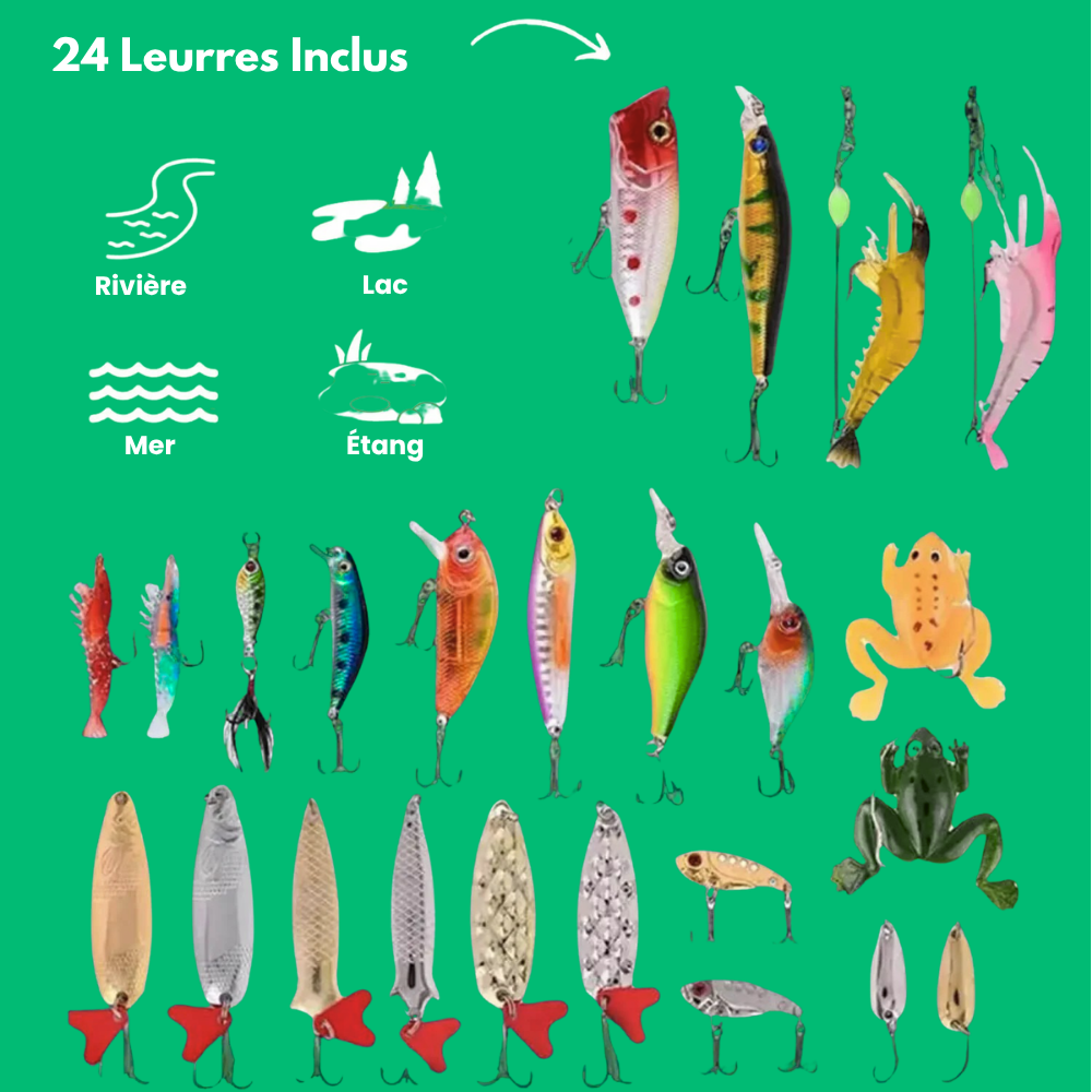 Advent & Fish™ - Calendrier De l’Avent Pêche - 24 Leurres Différents
