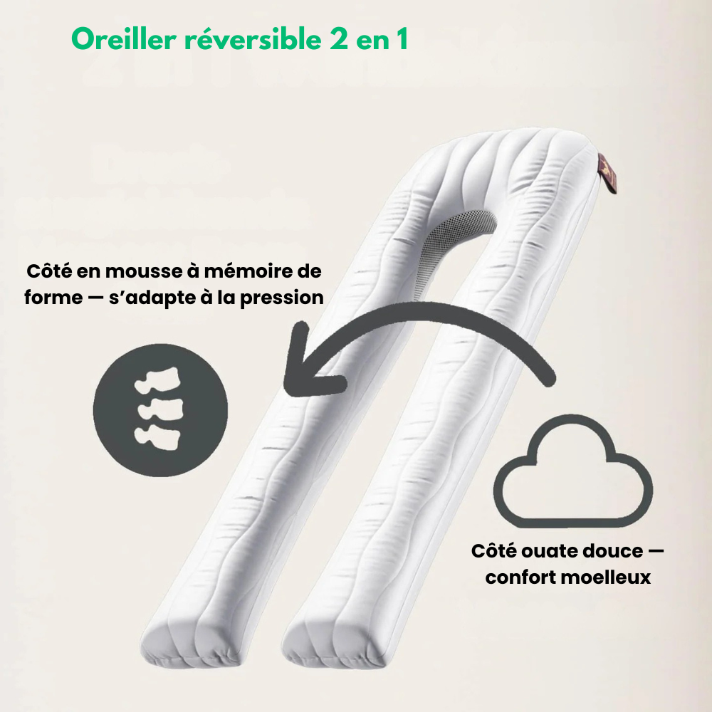 SomniFlex™ - Le Coussin 2-En-1 Pour Un Sommeil Profond Et Réparateur