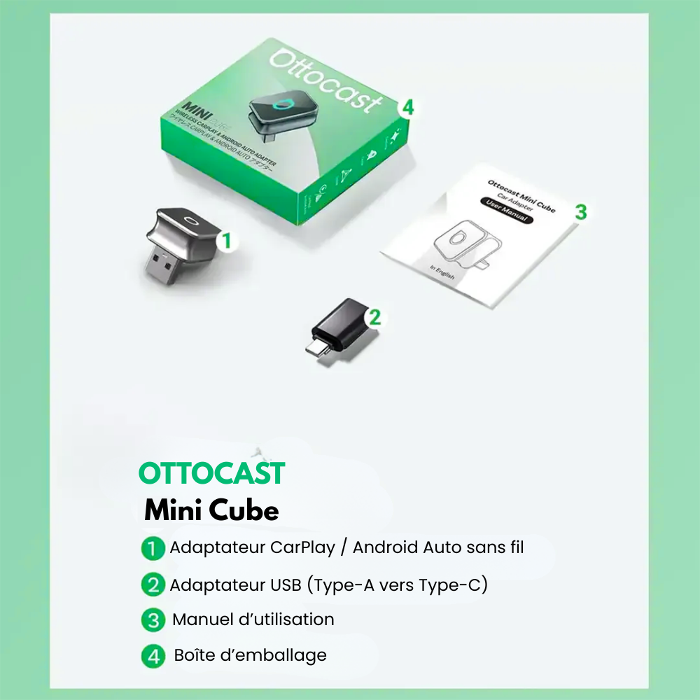 Ottocast™ - Adaptateur CarPlay Sans Fil Universel