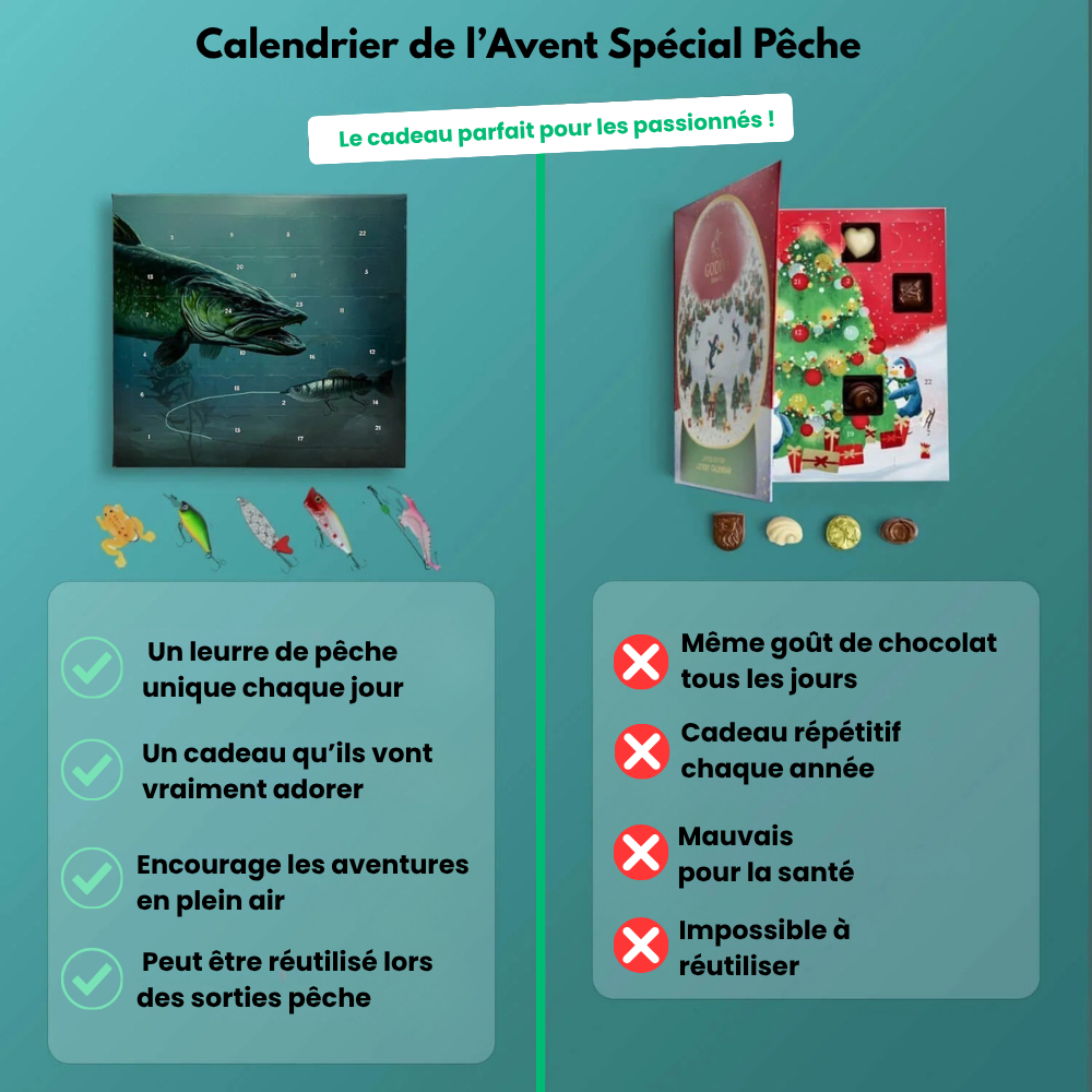 Advent & Fish™ - Calendrier De l’Avent Pêche - 24 Leurres Différents