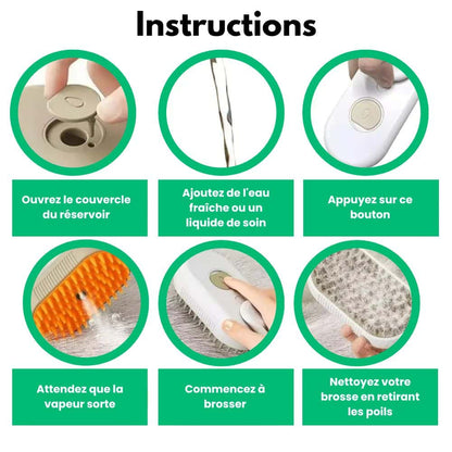 VapeoPet™ - Brosse Vapeur Nettoyage et Détente Animale